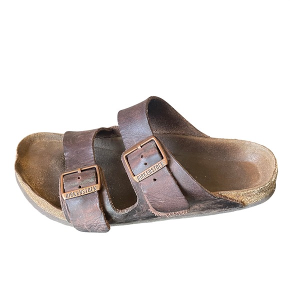 Birkenstock Womens Arizona Oiled Leather Two Strap Slide Sandals Size 40 (9-9.5) main image 8